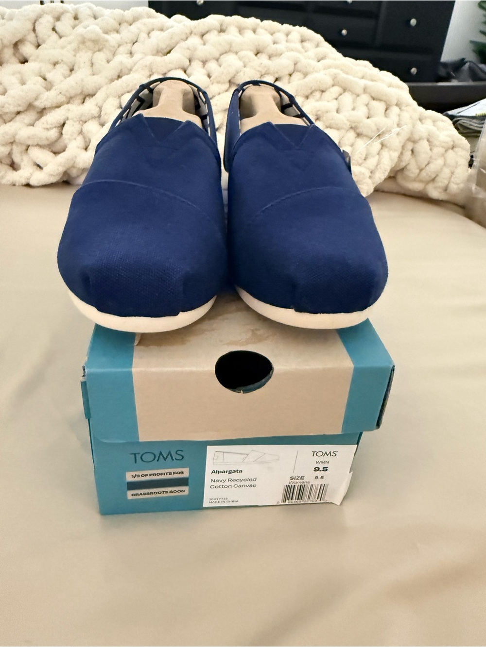 TOMS Alpargata Women’s Navy Canvas Slip On Shoes Size 9.5 - Picture 10 of 10